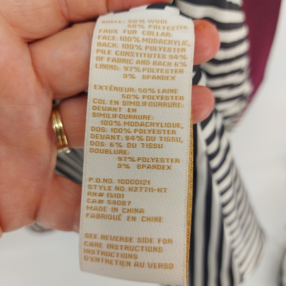 Kate Spade Wool Coat Size 6 purple fur collar coat Seen on Riverdale - Picture 9 of 9